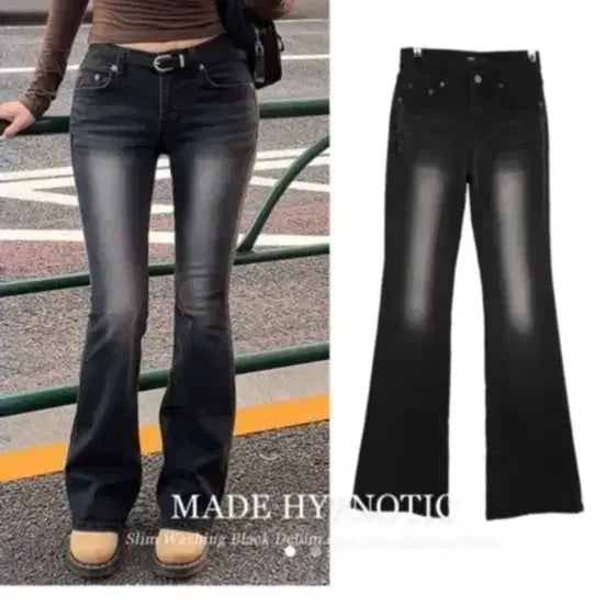 [BUNJANG] Hipnatic Black Blue Bootcut Denim Pants / 히프나틱 부츠컷 흑청 데님
