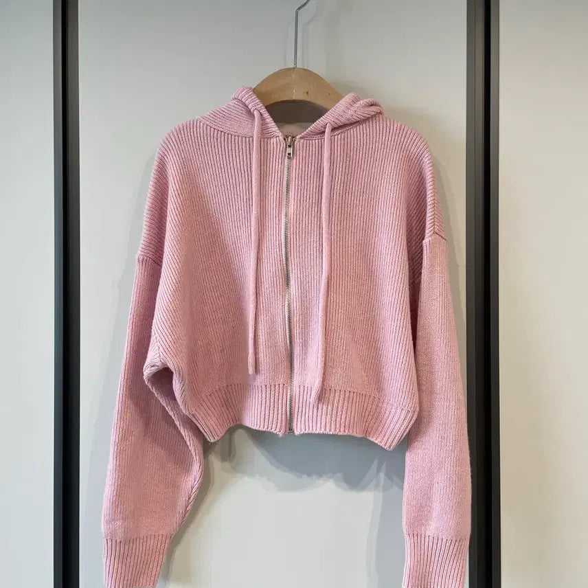 [BUNJANG] Women's Pink Knit Hooded Sweater / 니트 후드 스웨터 핑크
