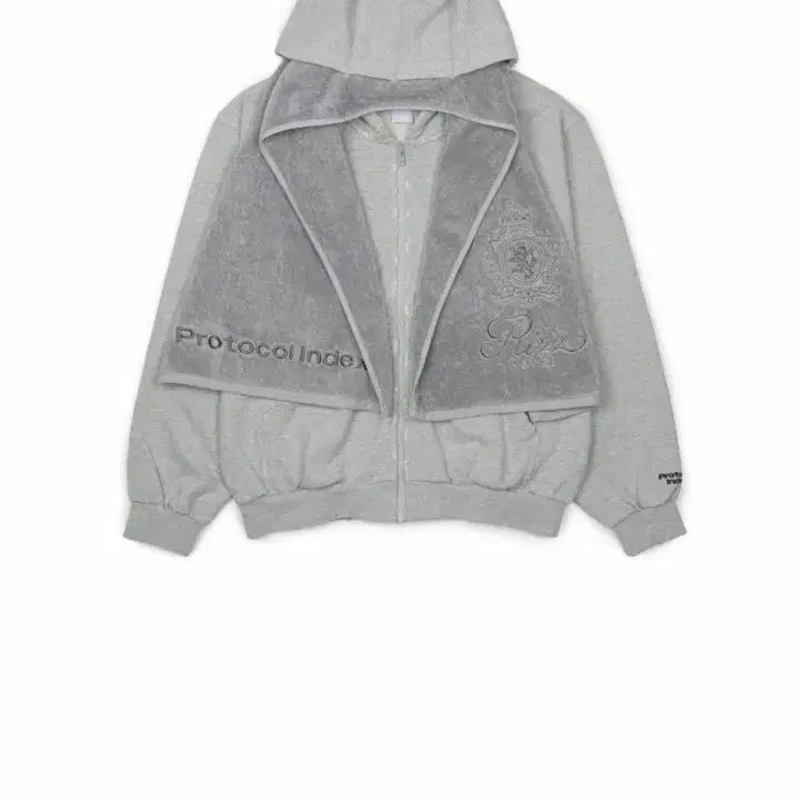 [BUNJANG] Protocol Index Terry Towel Zip-Up Hoodie Gray Size 2 / (2)프로토콜인덱스 테리 타월 후드 집업 그레이