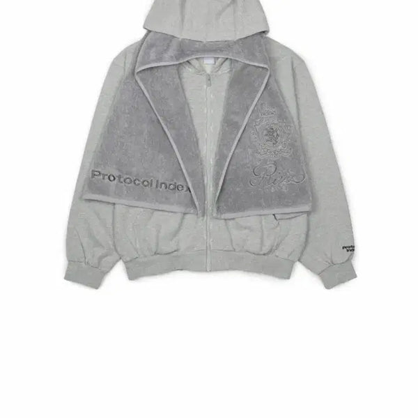 [BUNJANG] Protocol Index Terry Towel Zip-Up Hoodie Gray Size 2 / (2)프로토콜인덱스 테리 타월 후드 집업 그레이