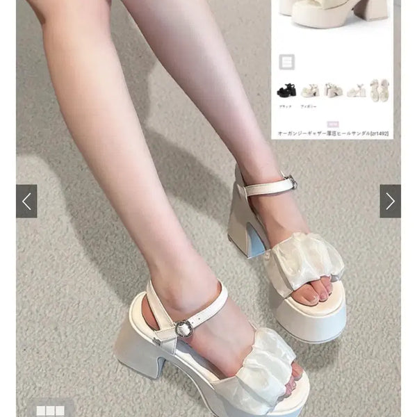 [BUNJANG] GRL Platform Sandals White 245 / GRL 그레일 통굽 샌들 화이트 245