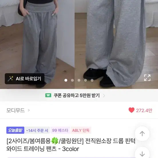 [BUNJANG] Summer Pin Tucked Wide Training Pants / 여름 핀턱 와이드 트레이닝 팬츠