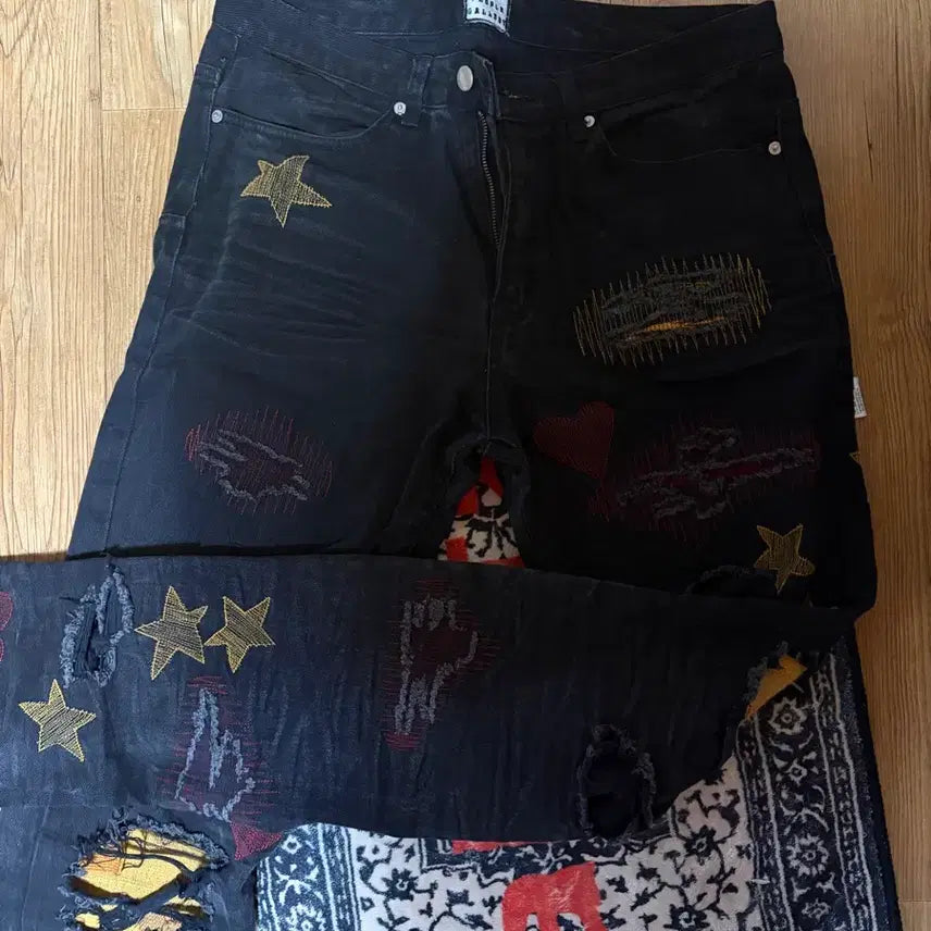 [BUNJANG] Happy People Gallery Star Pants Black / (34) 해피피플갤러리 별바지 블랙