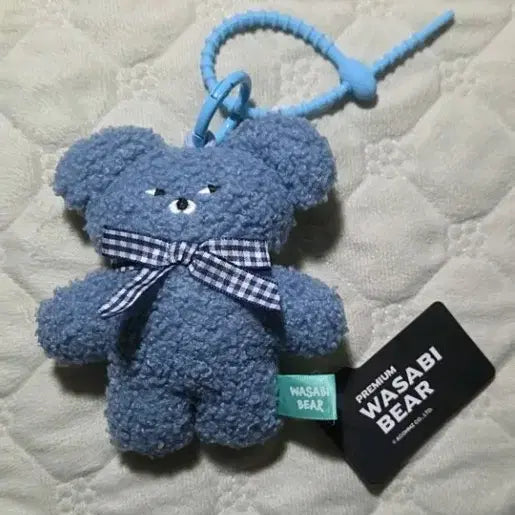 [BUNJANG] Authentic Blue Wasabi Bear Doll Keychain / [정품] 블루 와사비 베어 인형 키링