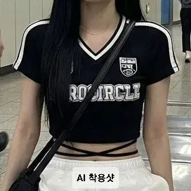 [BUNJANG] Blockcore Cropped T-Shirt Black / 블록코어 크롭티 블랙 (XS~M)