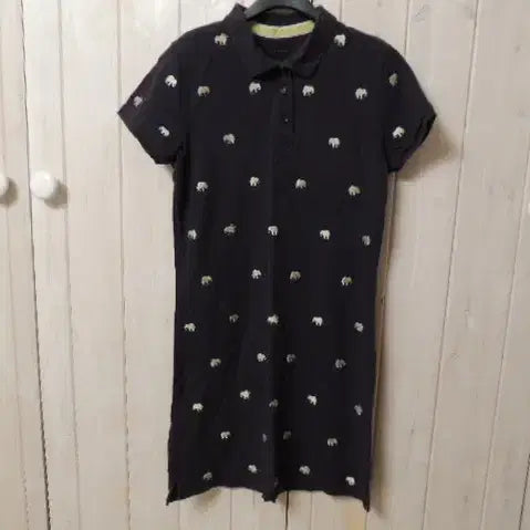 [BUNJANG] Embroidered PK Collar Mini Dress / 전체 자수 피케이 카라 셔츠형 미니 원피스
