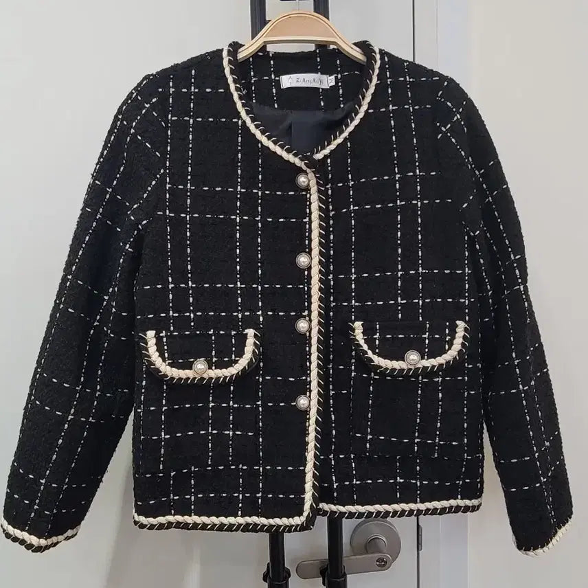 [BUNJANG] Black Check Tweed Jacket / 블랙 체크 트위드 자켓 미착용 새제품 55~66