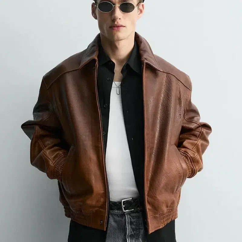 [BUNJANG] Zara 80s Archive Vintage Leather Jacket / 자라 80s archive 빈티지 레더 자켓