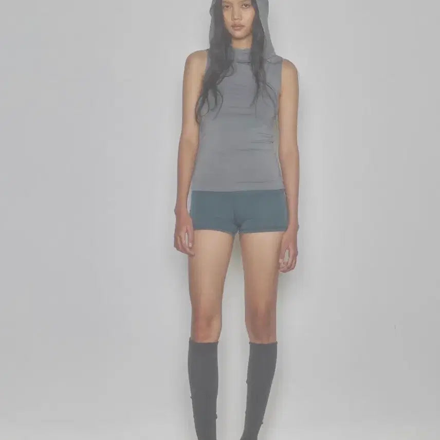 [BUNJANG] Jijibisha Gray Hooded Sleeveless Top / 지지비샤 그레이 후드 나시