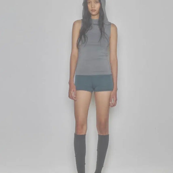 [BUNJANG] Jijibisha Gray Hooded Sleeveless Top / 지지비샤 그레이 후드 나시