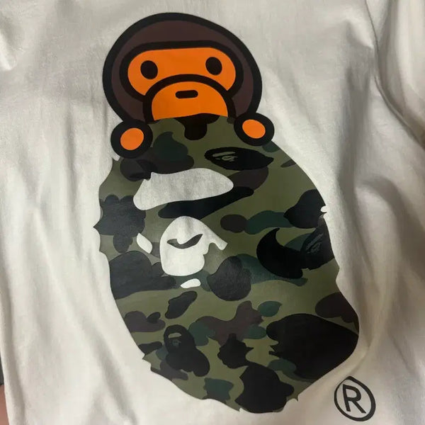 [BUNJANG] Bape Osaka Camo Milo APE T-Shirt White / 베이프 오사카 정품 카모 마일로 온 에이프 티셔츠 화이트 반팔
