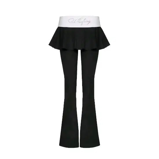 [BUNJANG] Whisperry Hug Letter Folded Bootcut Skirt Pants / 택있는 새상품 위스페어리 hug letter folded bootscut skirt pants 허그 레터 폴디드 부츠컷 스커트팬츠 치마바지