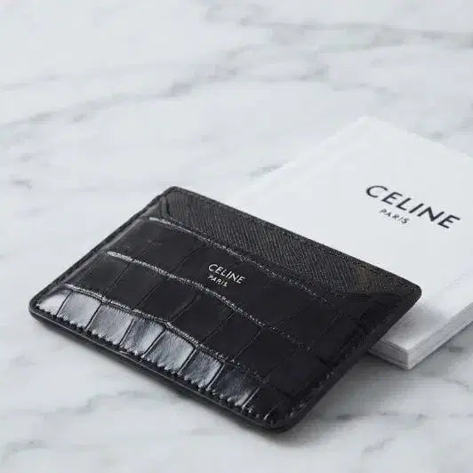 [BUNJANG] Celine Triomphe Crocodile Embossing Calfskin Card Holder Black / [정품] 셀린느 트리옹프 투톤 크로커다일 엠보싱 카프스킨 카드지갑 블랙