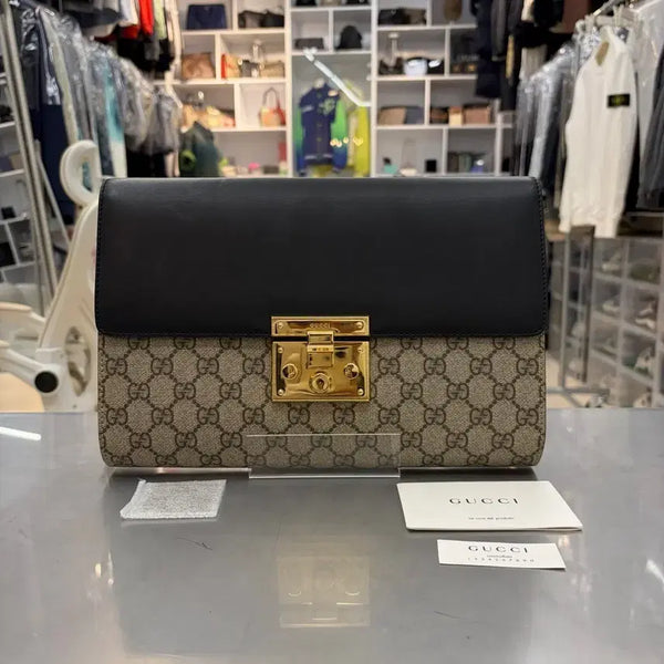 [BUNJANG] Gucci GG Supreme Padlock Clutch Bag / 구찌 GG 수프림 패드락 클러치백