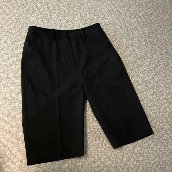 [BUNJANG] Sie 5-Part Pants Capri Biker Pants Black S / Sie 시에 5부 팬츠 바지 카프리 바이커 팬츠 블랙 S 반바지 올드머니룩 출근룩
