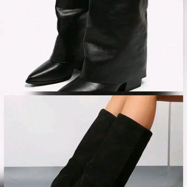 [BUNJANG] Leather Suede Long Boots Bundle Set / 가죽, 스웨이드 롱부츠 일괄