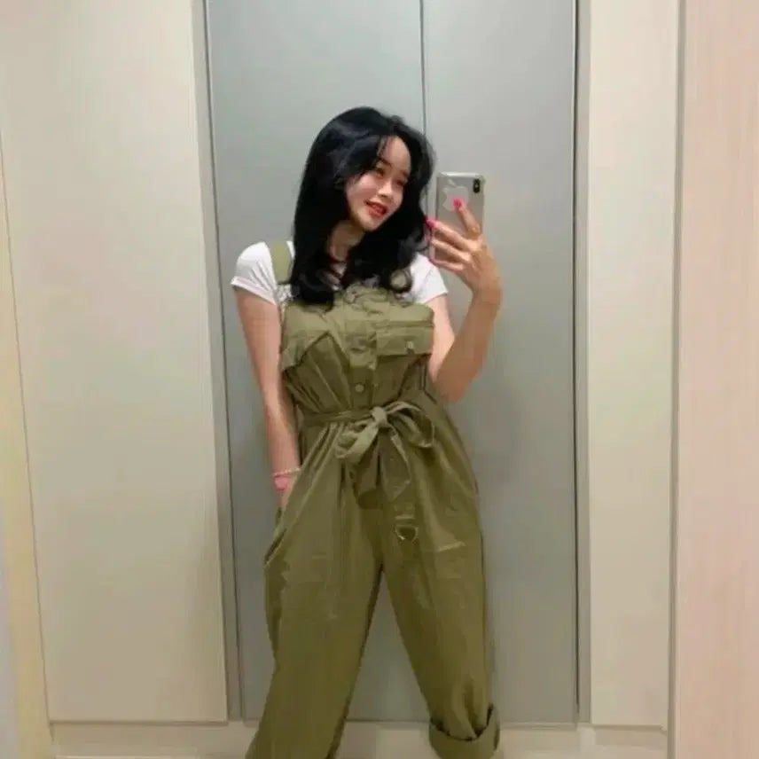 [BUNJANG] Khaki Cargo Overalls Jumpsuit / 카키 카고 오버롤 점프 수트 직거래,착불