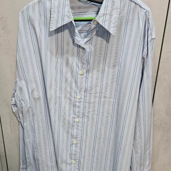 [BUNJANG] No Problem Stripe Blue Shirt / 노프라블럼 스트라이프 블루 셔츠 (새상품)
