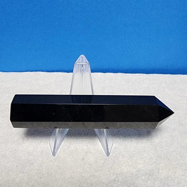 [BUNJANG] Natural Obsidian Obelisk (10cm) with Stand / 천연 흑요석 오벨리스크 (10cm)+받침대