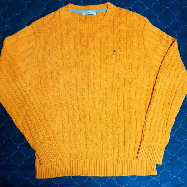 [BUNJANG] Olens Premium Cotton Cable Roundneck Knit Sweater Brick / 올젠 프리미엄 코튼 케이블 라운드넥 니트 스웨터 브릭 (M)