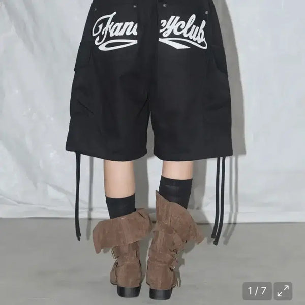 [BUNJANG] Fancy Club Black Cargo Bermuda Shorts / 팬시클럽 블랙 카고 버뮤다팬츠