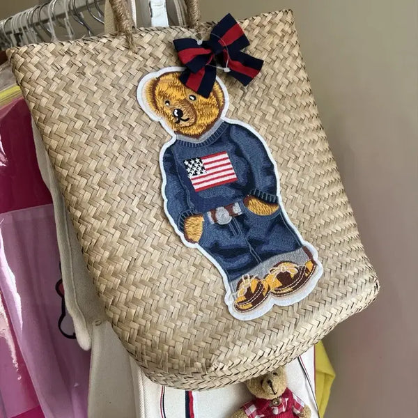 [BUNJANG] Rattan Bear Ribbon Bag / 라탄베어리본백