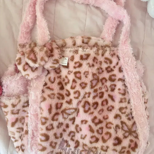 [BUNJANG] Hello Kitty Leopard Rose Boa Shoulder Bag / 히메갸루 핀터깔 방꾸 고전 헬로키티 호피 로즈보아 숄더백