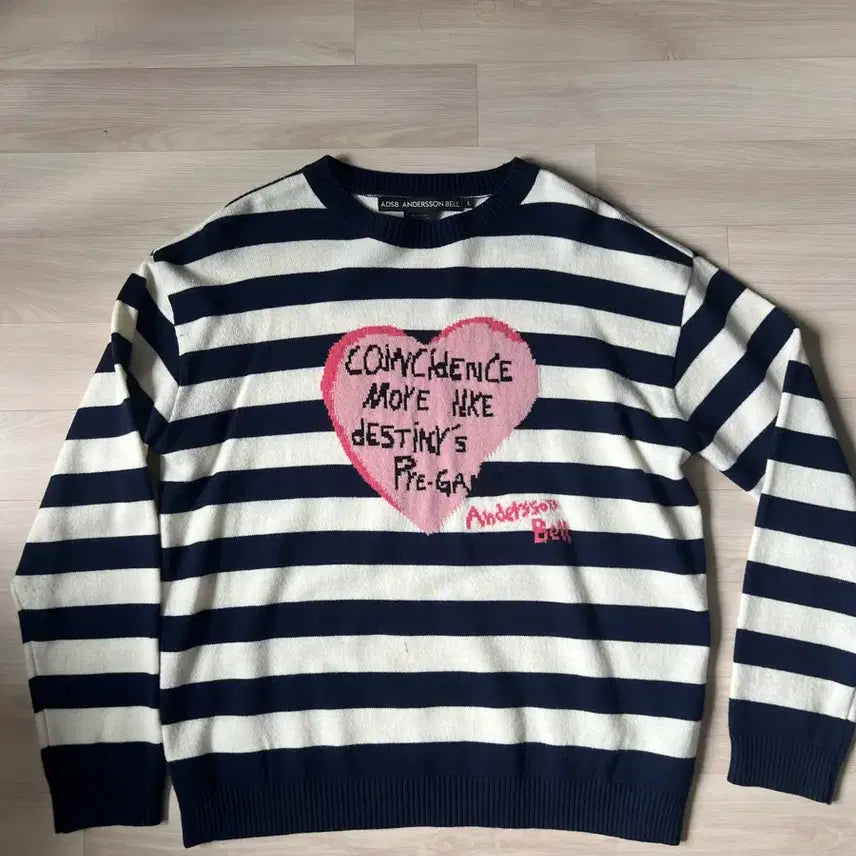 [BUNJANG] Andersson Bell Striped Heart Knit / 앤더슨벨 스트라이프 하트 니트