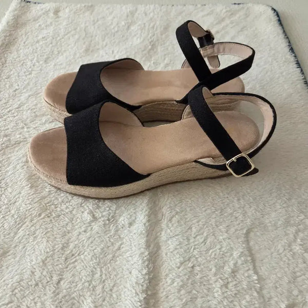 [BUNJANG] Old Navy Black Espadrille Wedge Sandals Size 245 / 올드네이비 블랙 에스파드류 웨지 샌들 245