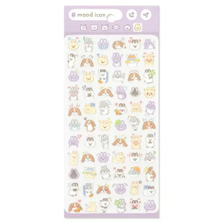 [BUNJANG] Mind Wave Mood Icon Animal Stickers - Cat, Bear, Rabbit / 스티커) 마인드웨이브 무드 아이콘 동물스티커-고양이/곰돌이/토끼