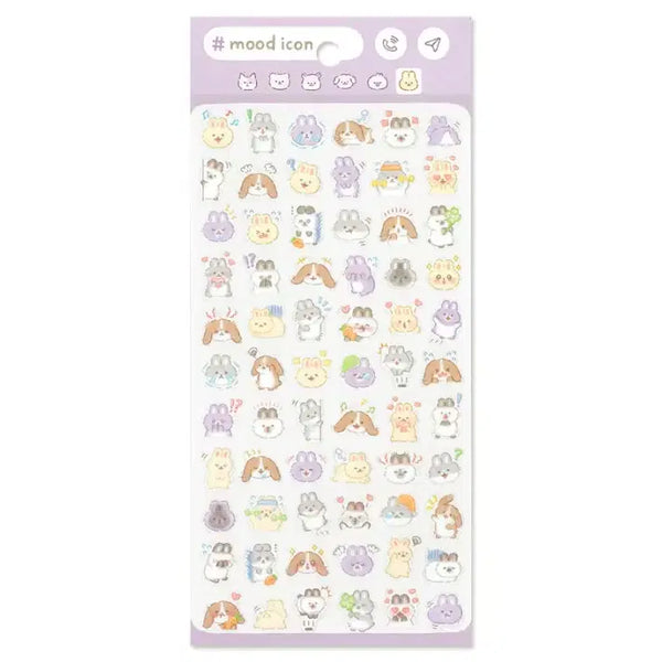 [BUNJANG] Mind Wave Mood Icon Animal Stickers - Cat, Bear, Rabbit / 스티커) 마인드웨이브 무드 아이콘 동물스티커-고양이/곰돌이/토끼