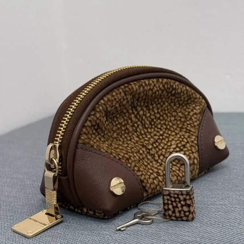 [BUNJANG] Borbonese OP Suede Mini Dome Pouch with Lock / [정품/풀구성새상품] 보르보네제(Borbonese) OP 스웨이드 미니 돔 파우치 (자물쇠 포함)