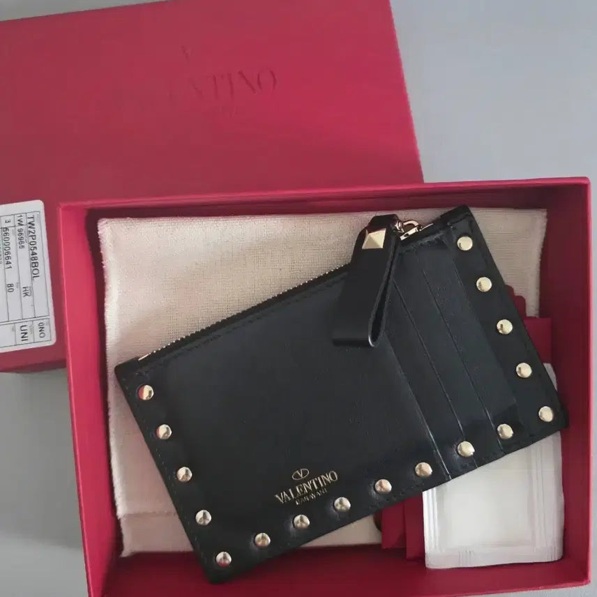[BUNJANG] Valentino Rockstud Card Holder Black / 발렌티노 락스터드 지갑