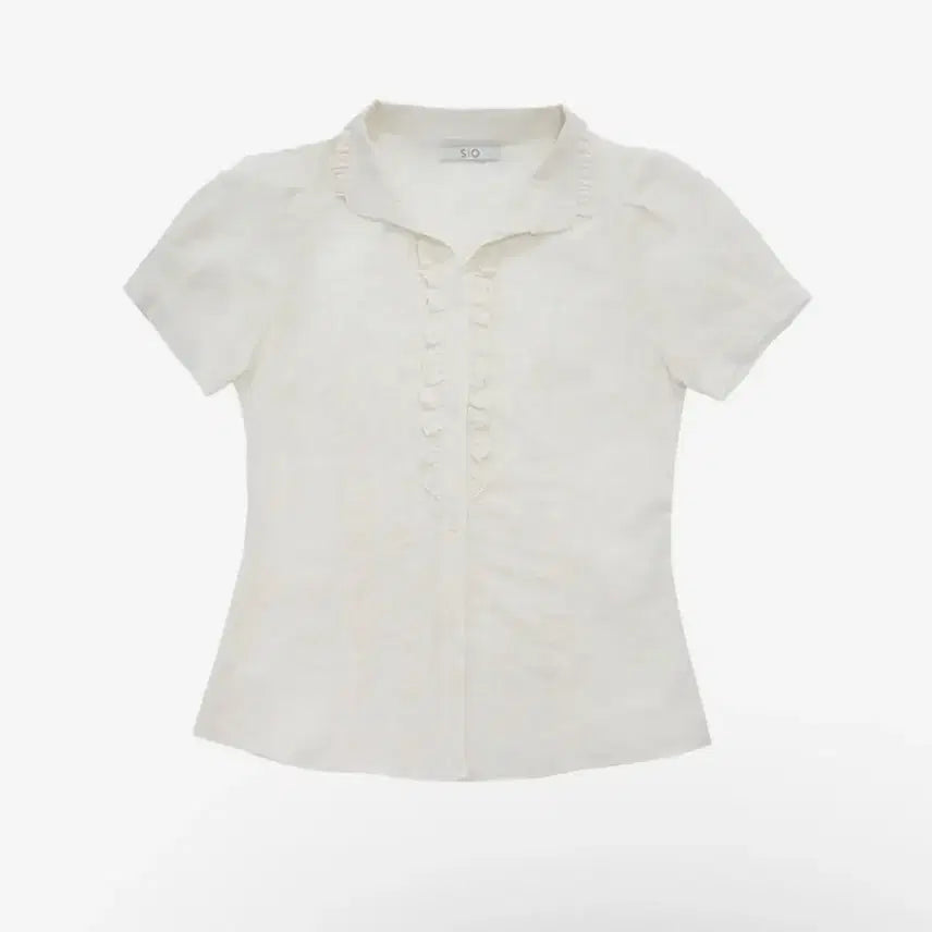 [BUNJANG] Sio Ruffle Short Sleeve Shirt Blouse Set / 시오 러플 숏 슬리브 셔츠 여름 블라우스 아이보리 블랙 일괄 세트