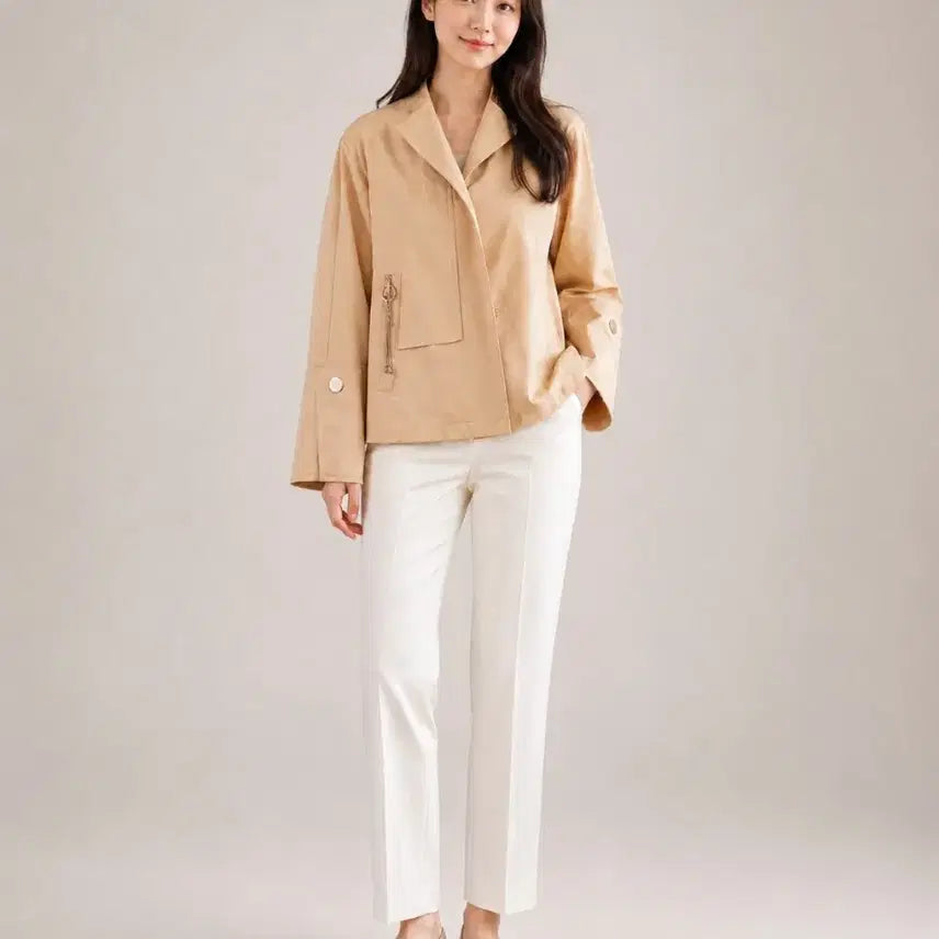 [BUNJANG] SJSJ Beige Cotton Jacket / 한섬 SJSJ 에스제이에스제이 베이지 코튼 자켓 아우터