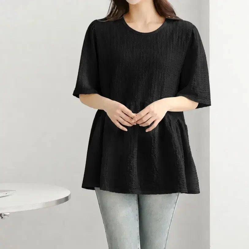 [BUNJANG] Black Pleated Ruffle Blouse / 주름 프릴 블라우스 블랙