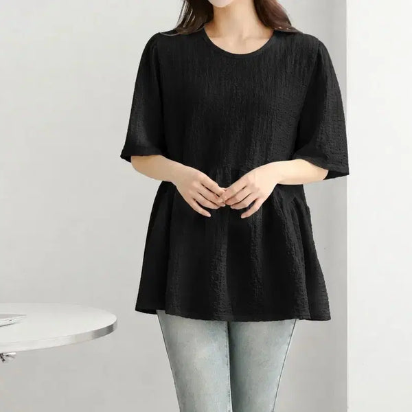 [BUNJANG] Black Pleated Ruffle Blouse / 주름 프릴 블라우스 블랙