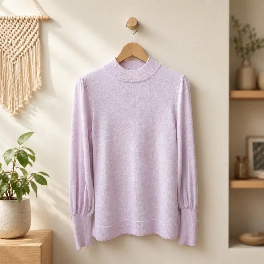 [BUNJANG] MINE Wool 100% High-Neck Knit - Size F / 한섬 마인 MINE 울 100% 하이넥 니트 F사이즈
