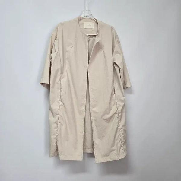 [BUNJANG] Resume No-Collar Crinkly Long Jacket (Beige, Size F) / 1696 레쥬메 노카라 바스락 롱자켓 F