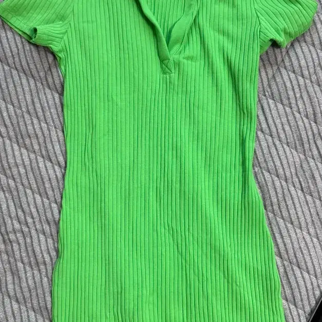 [BUNJANG] H&M Long Dress Green Ribbed Collar / H&M 롱 원피스 새상품