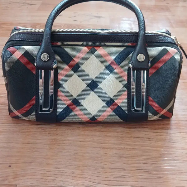 [BUNJANG] Daks Check Pattern Leather Shoulder Bag / 닥스 체크 무늬 가방