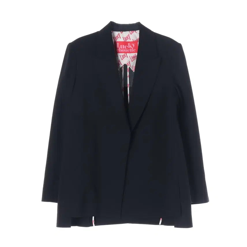[BUNJANG] Lucky Chouette Back Slit Lettering Tape Blazer Jacket / 럭키슈에뜨 백 슬릿 레터링 테이프 블레이저 재킷