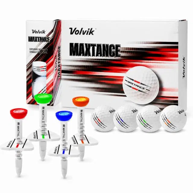 [BUNJANG] MAXTELL Control Golf Tee Slice Prevention Aiming Functional Golf Tee (4 Colors) + Volvik Max Tour Golf Balls (1 Dozen) / 맥스테일 컨트롤 골프티 슬라이스방지 에이밍 기능성 골프티 컬러 4개...