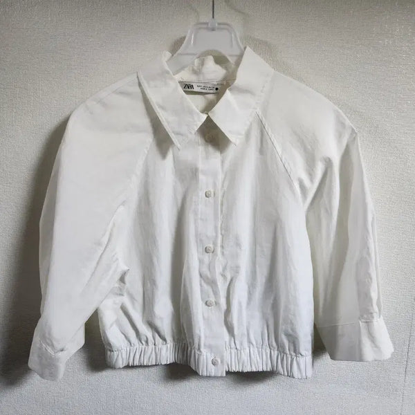 [BUNJANG] ZARA White Cropped Shirt / 자라(ZARA) 화이트 크롭 셔츠