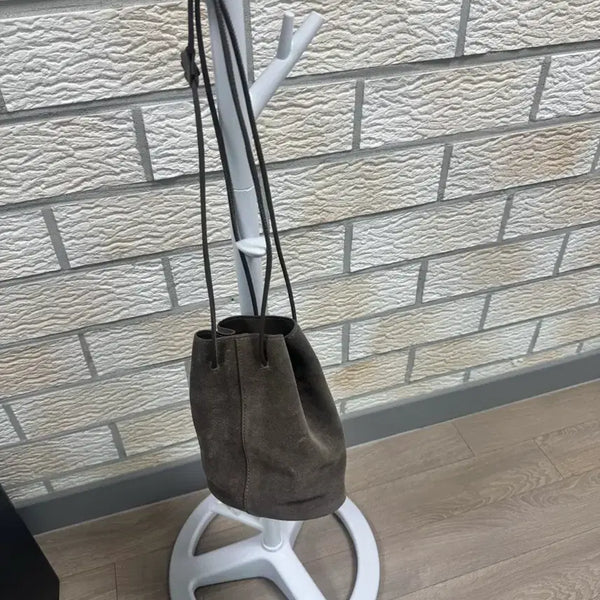 [BUNJANG] Suede Drawstring Bag Brown / 스웨이드 복조리백 브라운