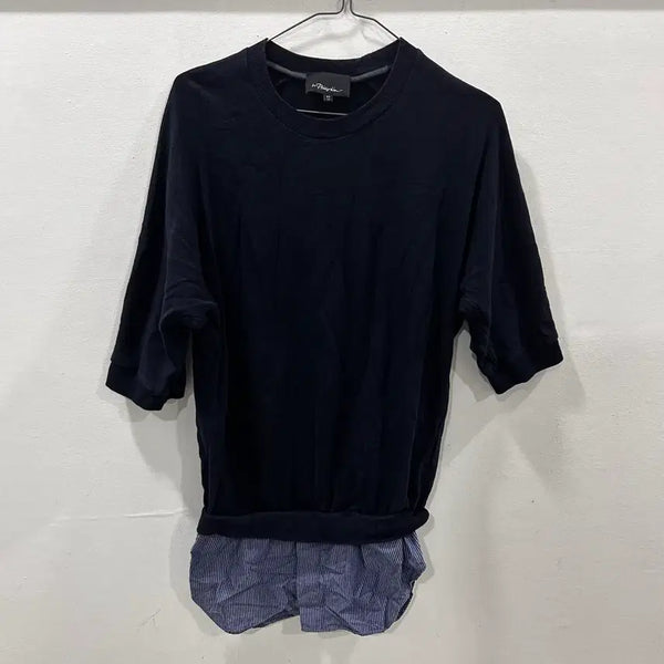 [BUNJANG] 3.1 Phillip Lim Shirt Layered Sweatshirt Navy / 3.1 필립림 셔츠 레이어드 맨투맨