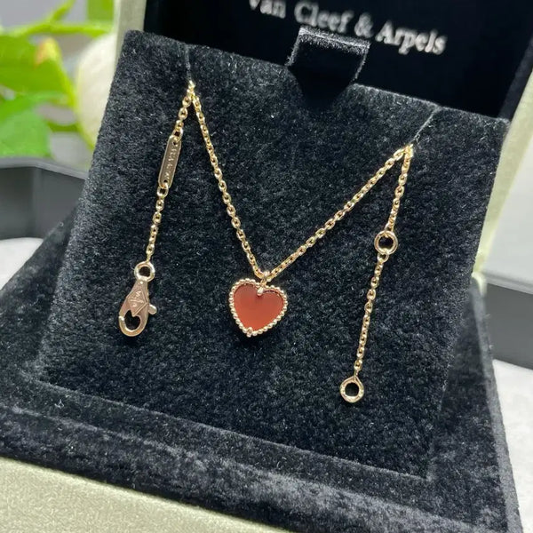 [BUNJANG] Van Cleef & Arpels Sweet Alhambra Heart Necklace Small 18K Rose Gold Carnelian / 반클리프 아펠 하트 스몰 18K 금 홍옥수 목걸이 로즈골드 레드