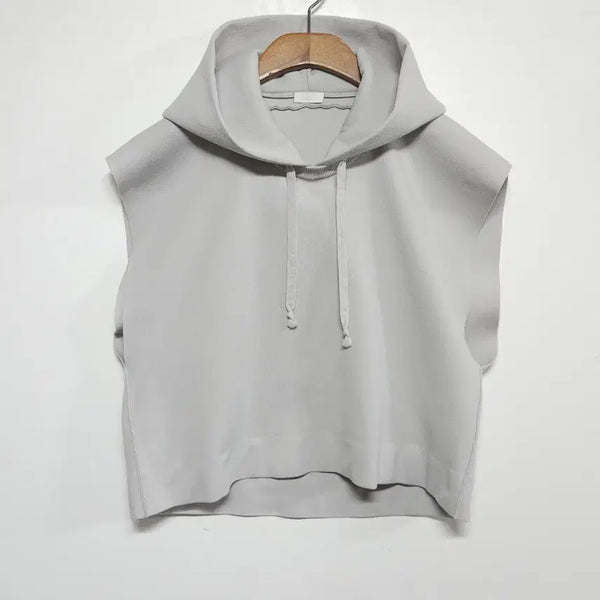 [BUNJANG] Rito Hooded Knit Vest Light Grey / 리토 Rito [55~66] 후드 니트 베스트 라이트그레이