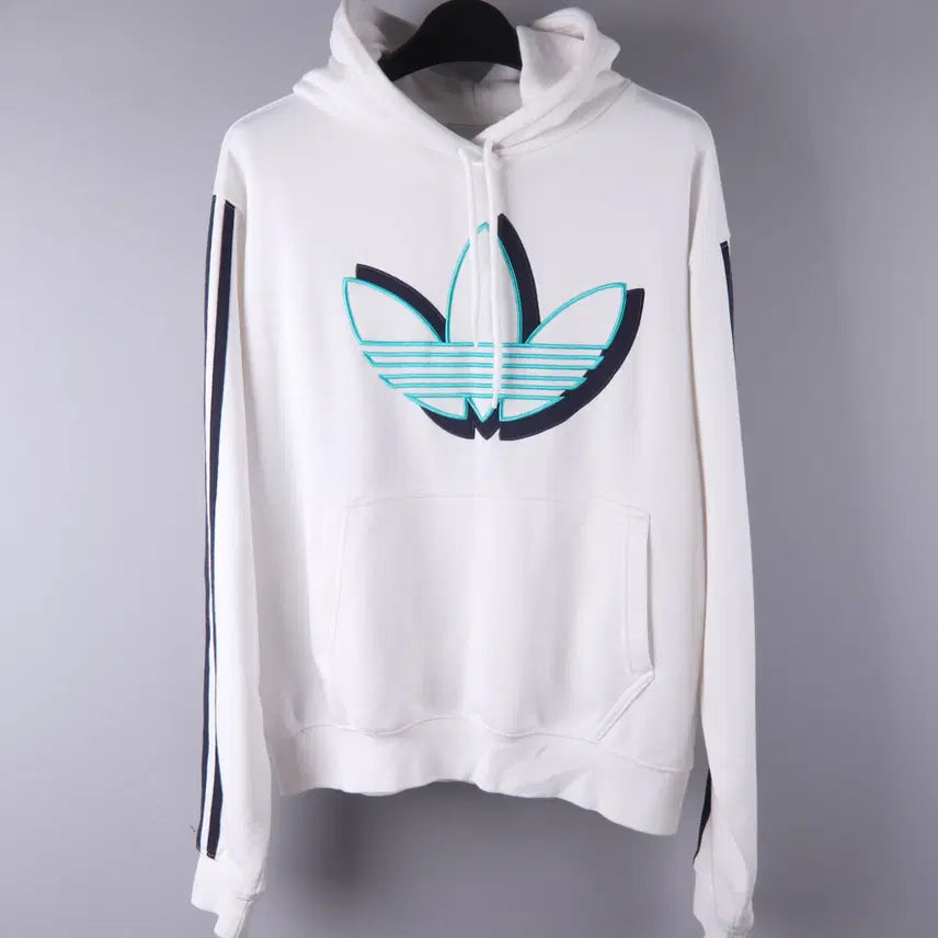 [BUNJANG] Adidas Shadow Trefoil Hoodie White (S) / 아디다스 쉐도우 트레포일 후디 후드티 화이트 (S) 5411