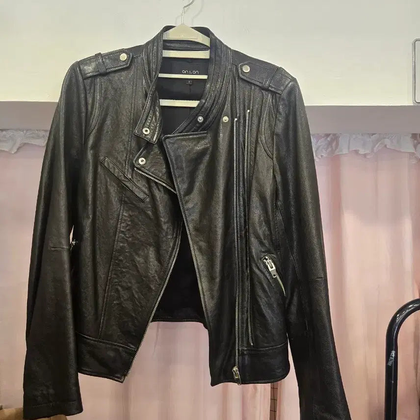 [BUNJANG] ON&ON Leather Rider Jacket Black / 온앤온 가죽 라이더 자켓 블랙